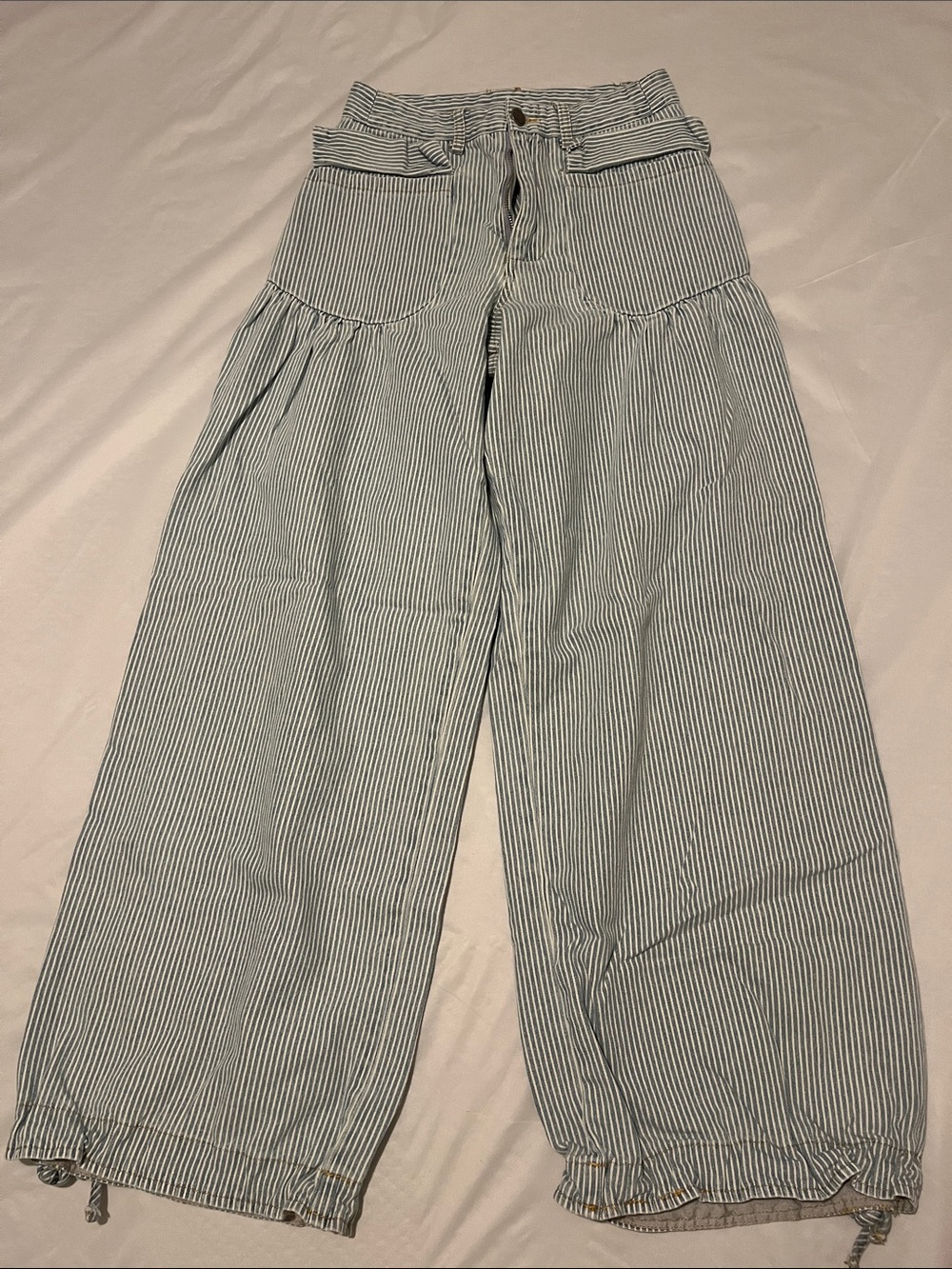 Altar'd State Blue and White Pinstripe Wide-Leg Kids Jogger Pants